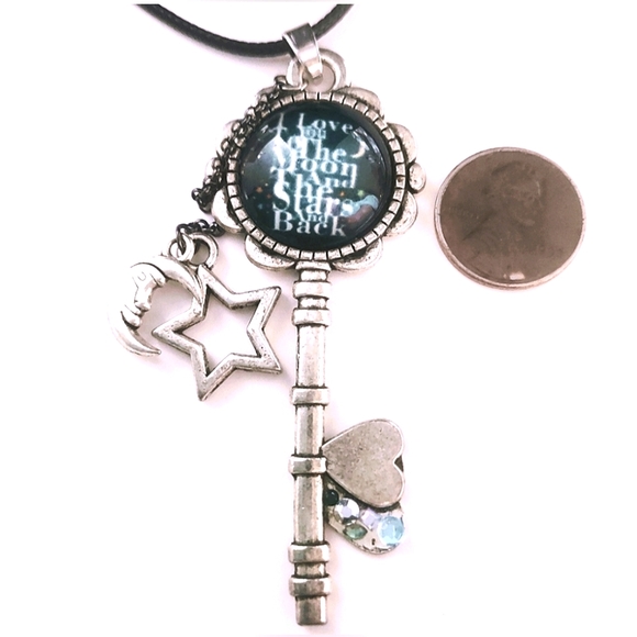 Moon & Stars Embellished Key Pendant - Picture 2 of 11